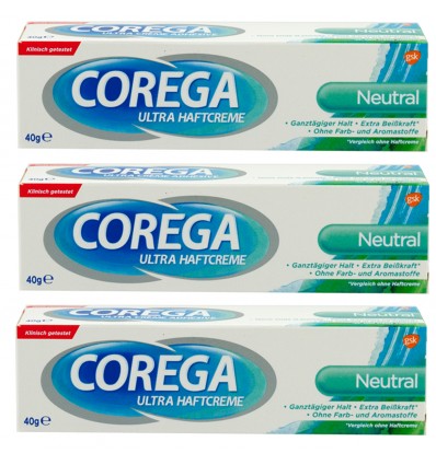 3 x COREGA crema sabor NEUTRO 40 g