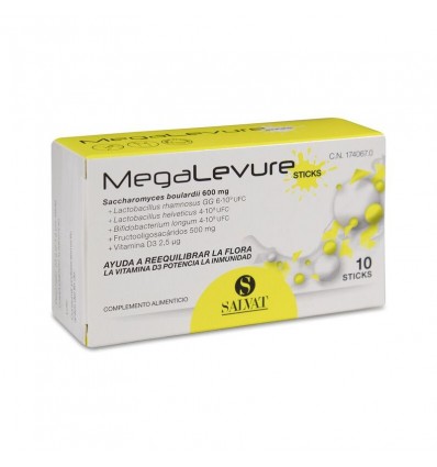 MegaLevure Probiótico 10 sticks Apto niños y adultos Sabor Platano