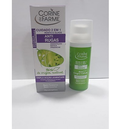 CORINE DE FARME ANTI-ARRUGAS ROSTRO Y OJOS Hipoalergénica, sin parabenos ni colorantes 50 ml