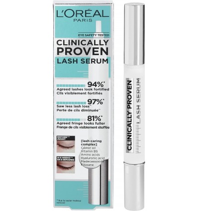 LOREAL SERUM DE PESTAÑAS CLINICALLY Proven, Fuerza Y Volumen, Con Vitamina B5 Y Ácido Hialurónico