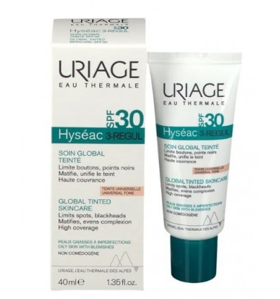 URIAGE HYSEAC 3- PIELES GRASAS CUIDADO GLOBAL MATIFICANTE CON COLOR SPF 30 NO COMEDOGENICO OIL FREE 40 ml