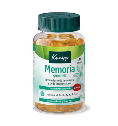 KNEIPP Gummies MEMORIA Vitaminas y minerales 60 GOMINOLAS SIN EDULCORANTES SIN LACTOSA SIN GLUTEN