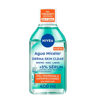 NIVEA AGUA MICELAR DERMA SKIN CLEAR + 5% sérum 400 ml