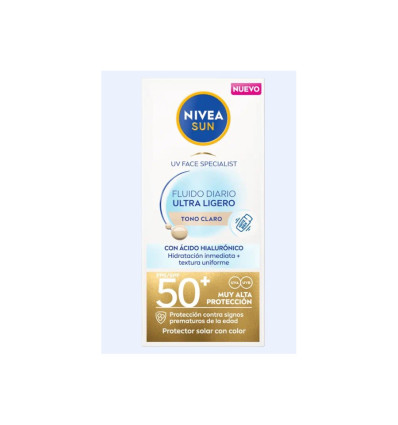 NIVEA SUN FLUIDO DIARIO ULTRA LIGERO SPF50 TONO CLARO 40 ml
