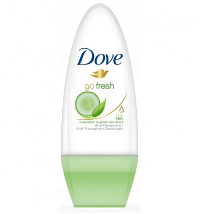 DOVE Go fresh deo roll-on 0% alcohol, antitranspirante con pepino y te verde. 50 ml