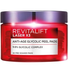 L'Oreal Paris Revitalift Laser Renew - Almohadillas glicólicas antienvejecimiento 30 discos